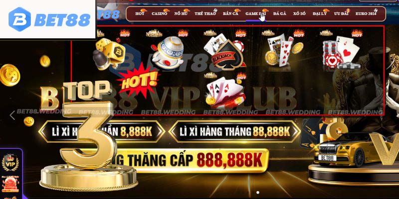 Tổng hợp 3 game bài hot nhất tại BET88